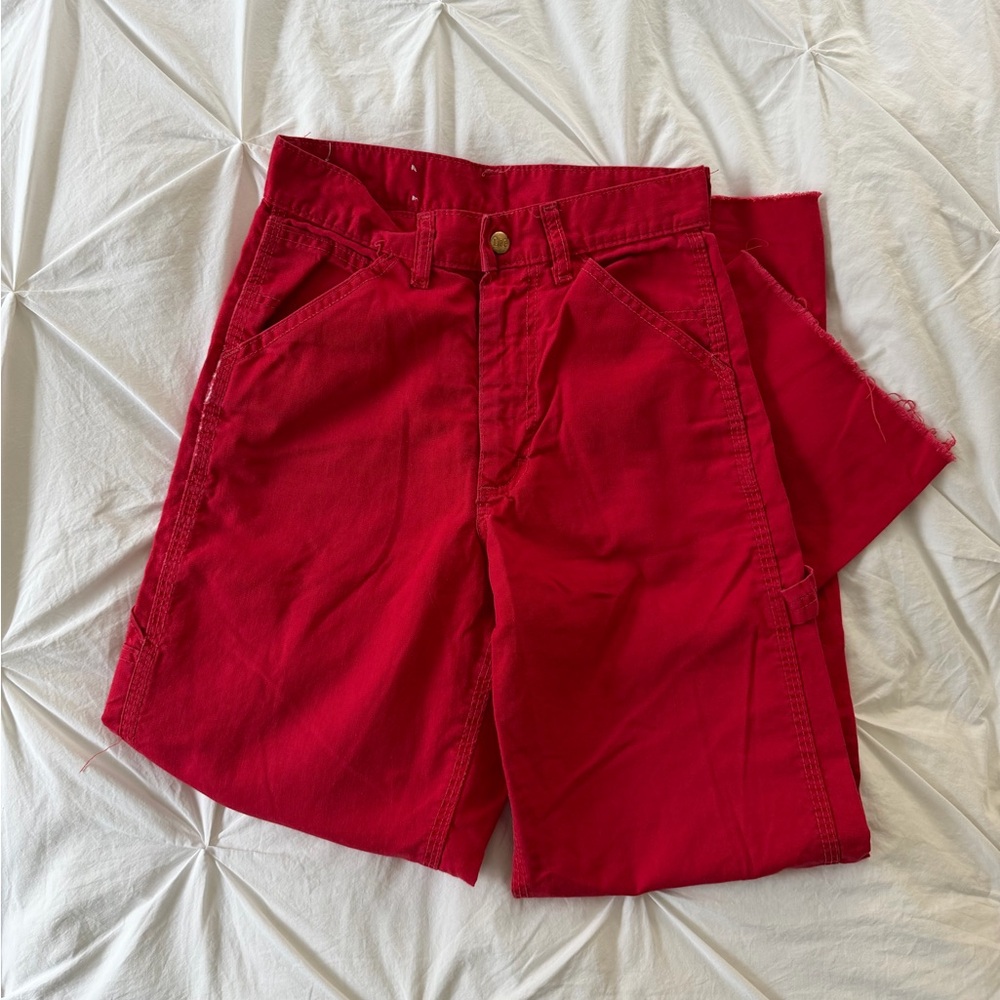 Vintage 70s Red Lee Cropped Painter Pants Size XS